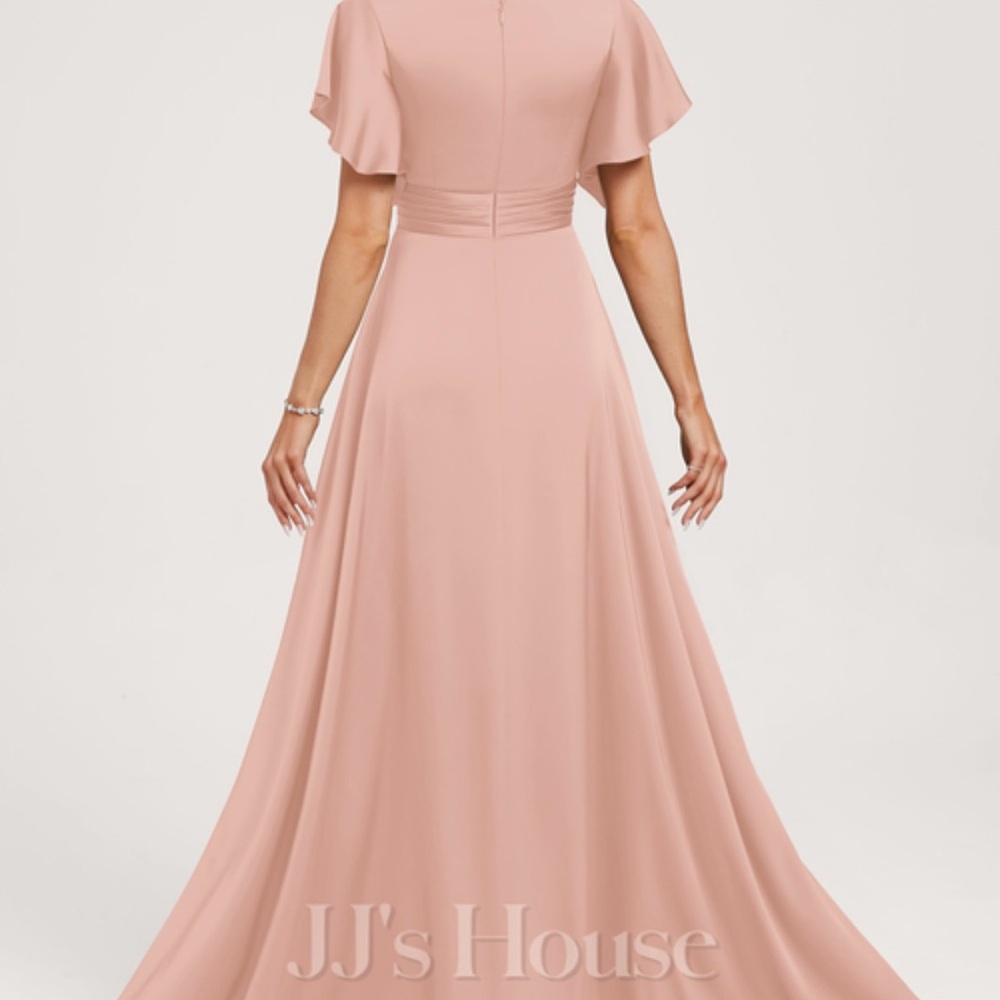 JJs House Pink Ruched A-Line Gown - Picture 2 of 3